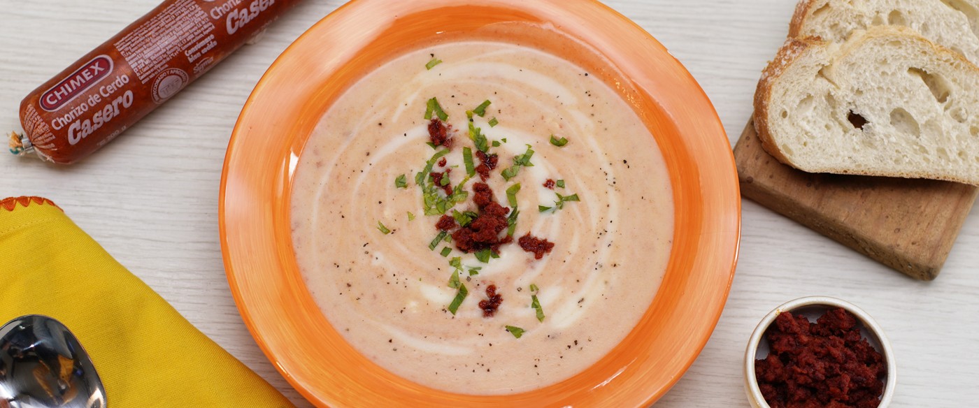 Crema de papa con Chorizo Chimex Casero